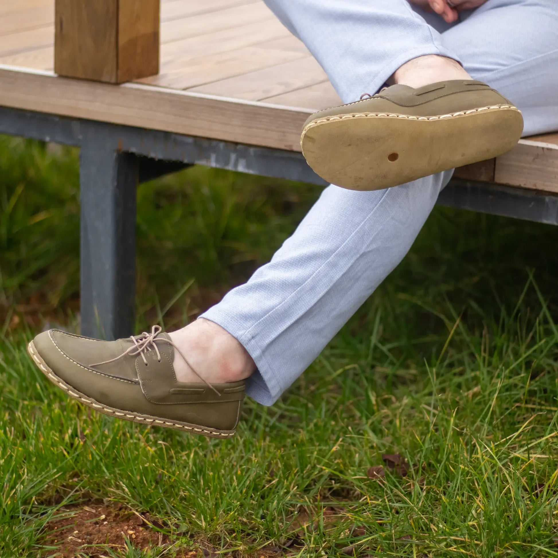 grounding mens military green barefoot leather earthing shoes