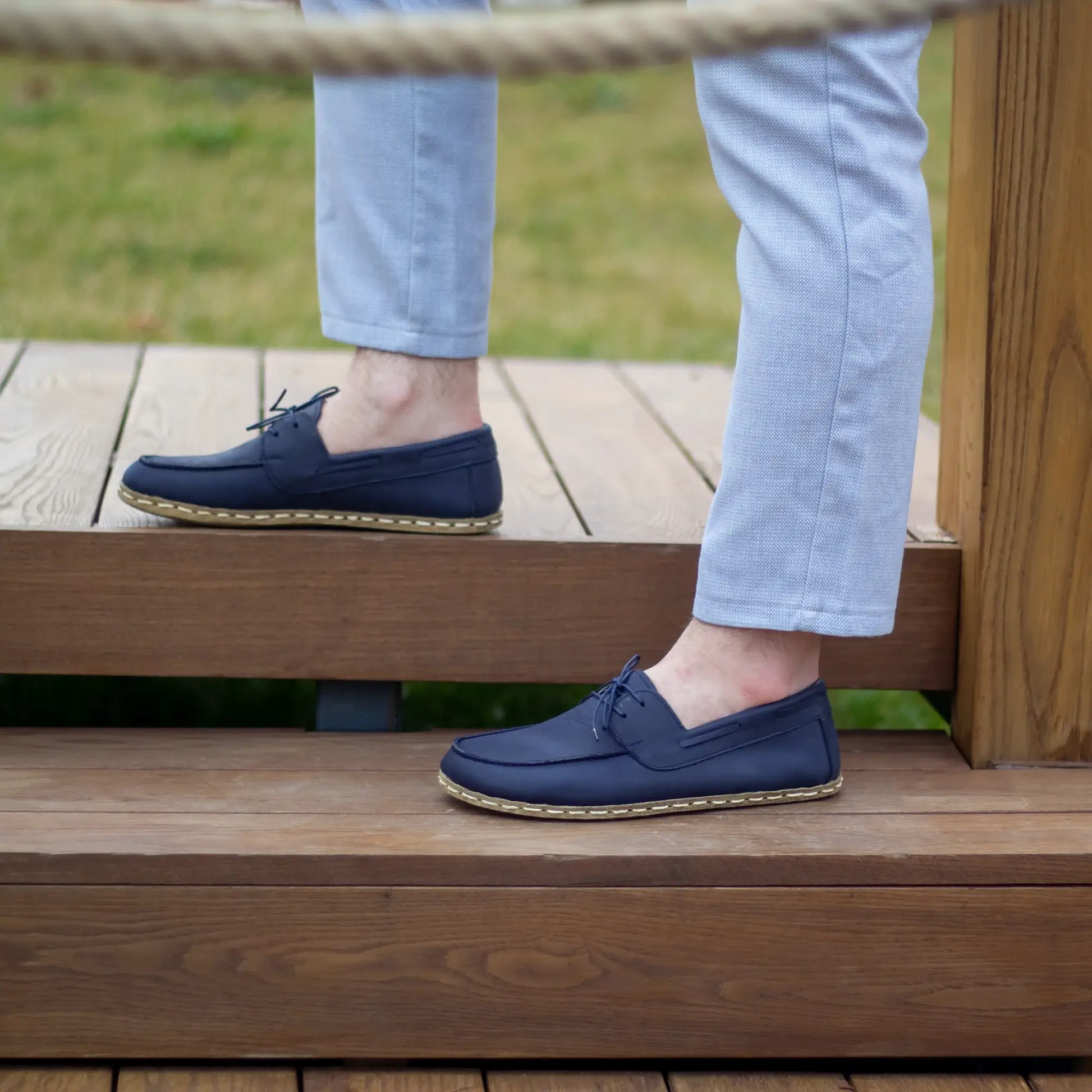 grounding mens navy blue barefoot leather earthing shoes