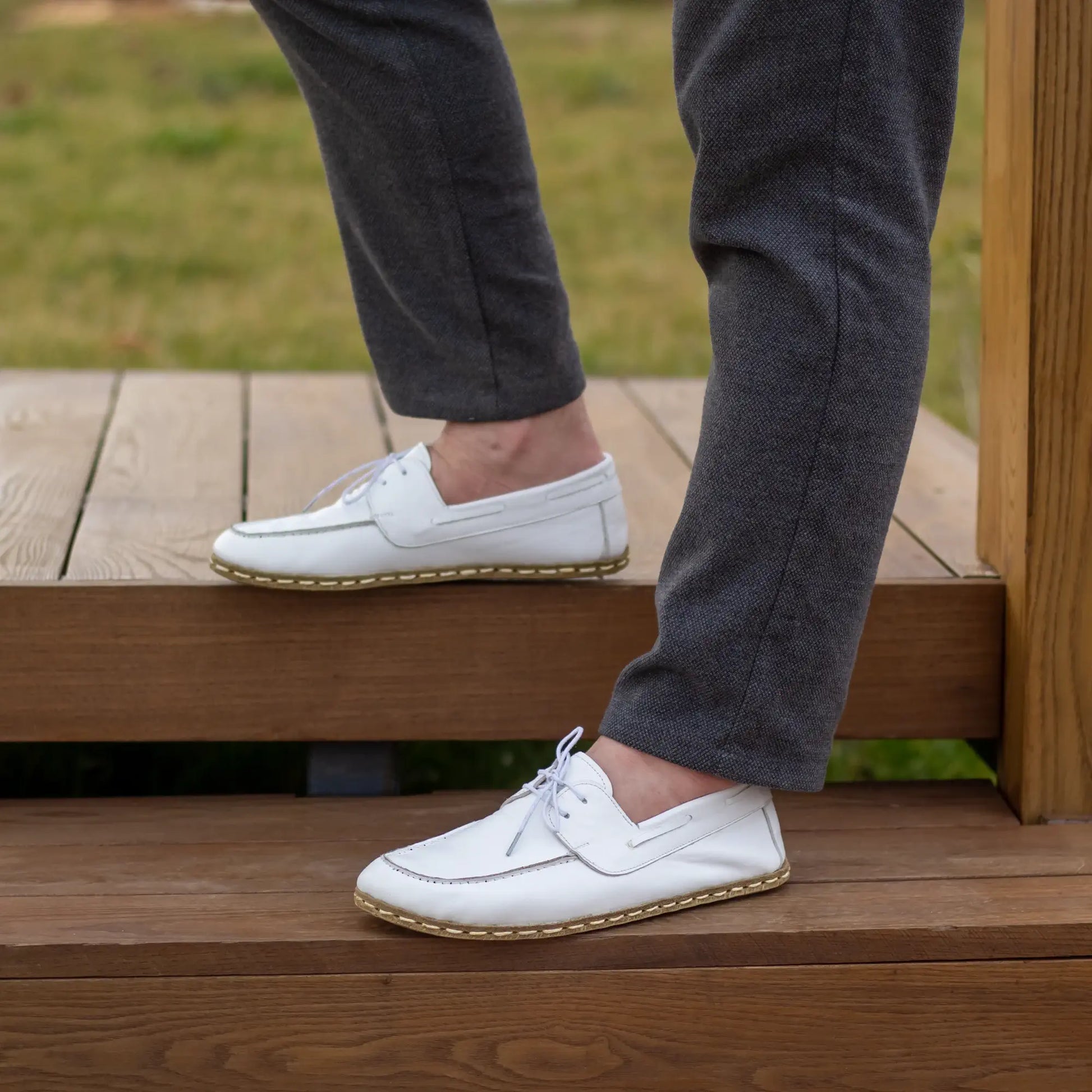 grounding mens white barefoot leather earthing shoes