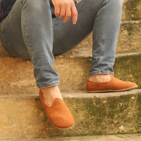 grounding shoes for men orange nubuck leather