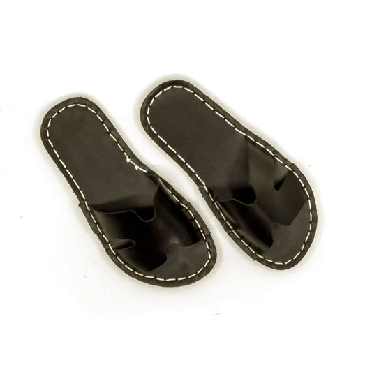 H-Style Black Leather Barefoot Slipper For Men-H-Style Slipper-nefesshoes-5-Nefes Shoes