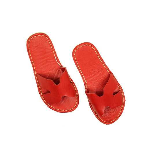 H-Style Red Leather Barefoot Slipper For Men-H-Style Slipper-nefesshoes-5-Nefes Shoes