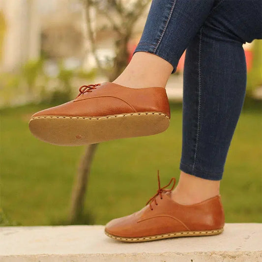 hand sewn barefoot style antique brown shoes for women