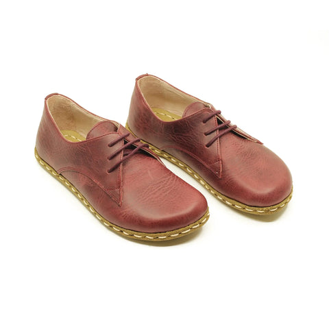 handcrafted burgundy barefoot leather shoes for women