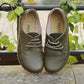 handcrafted military green barefoot leather shoes for women