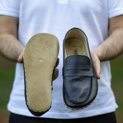 handcrafted minimalist barefoot earthing shoes men black