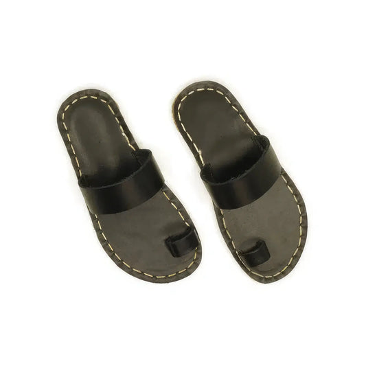 handmade barefoot all genuine leather black sandals
