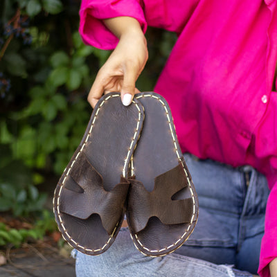 handmade barefoot ceazy classic brown sandals for women