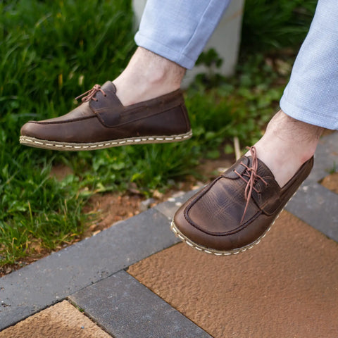 handmade barefoot earthing shoes crazy classic brown men