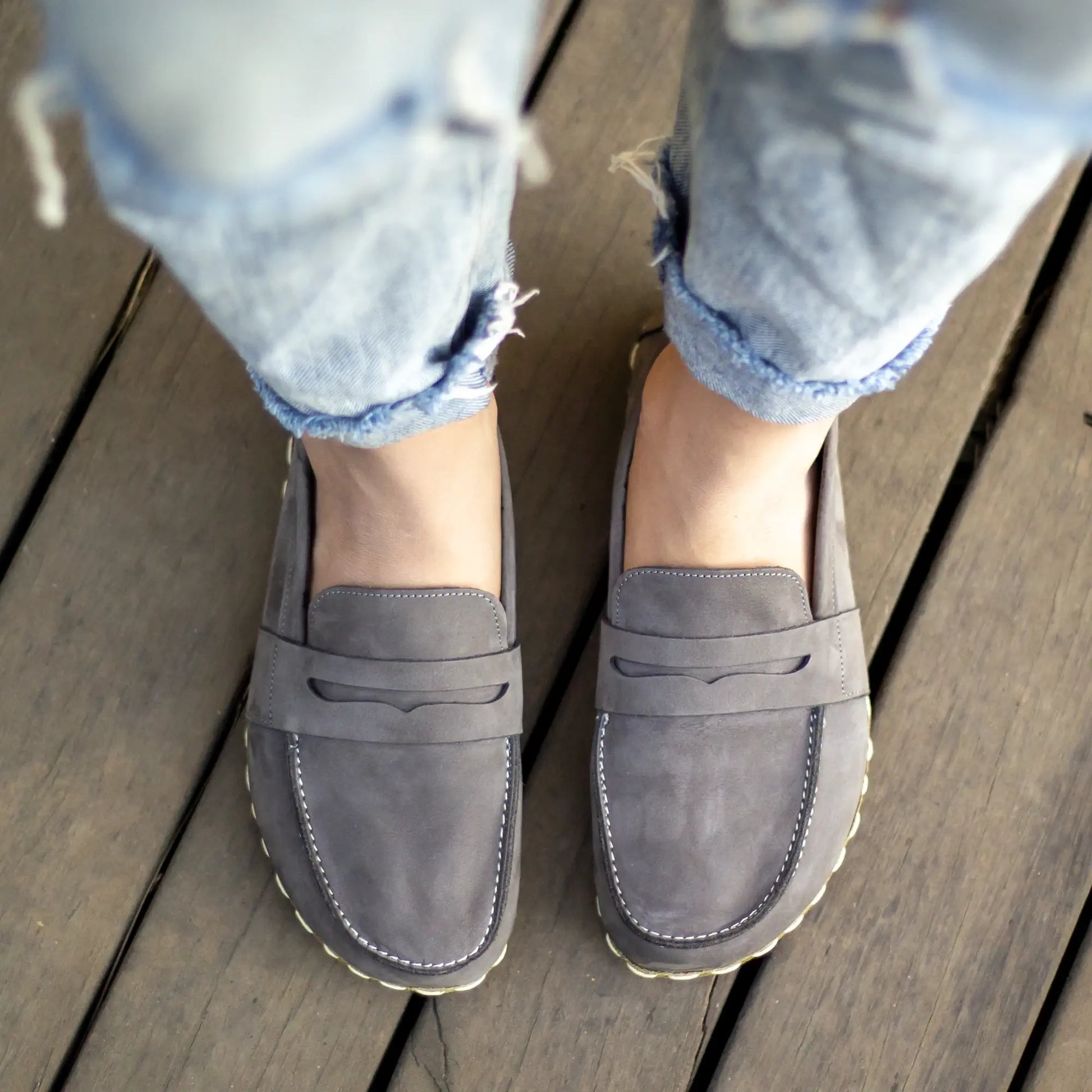 handmade barefoot earthing shoes gray nubuck women