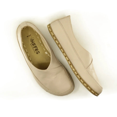 handmade barefoot flexible loafers women cream