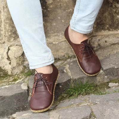 handmade barefoot leather shoes bitter brown for men