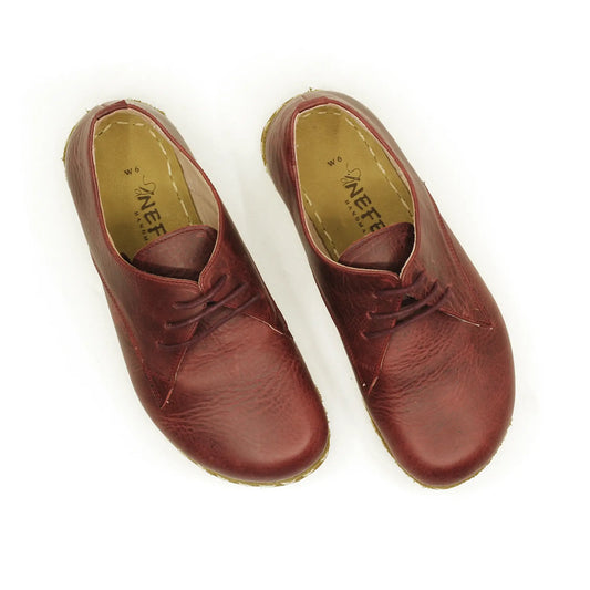 handmade barefoot leather shoes burgundy for men