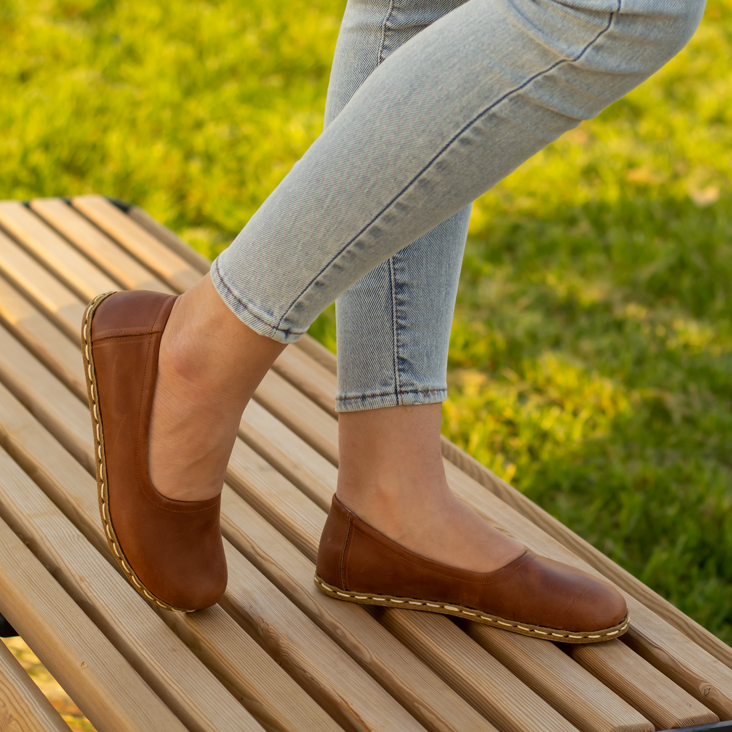 Handmade Barefoot Leather Shoes for Women in Light Brown-Women Loafers-Nefes Shoes-5-Nefes Shoes