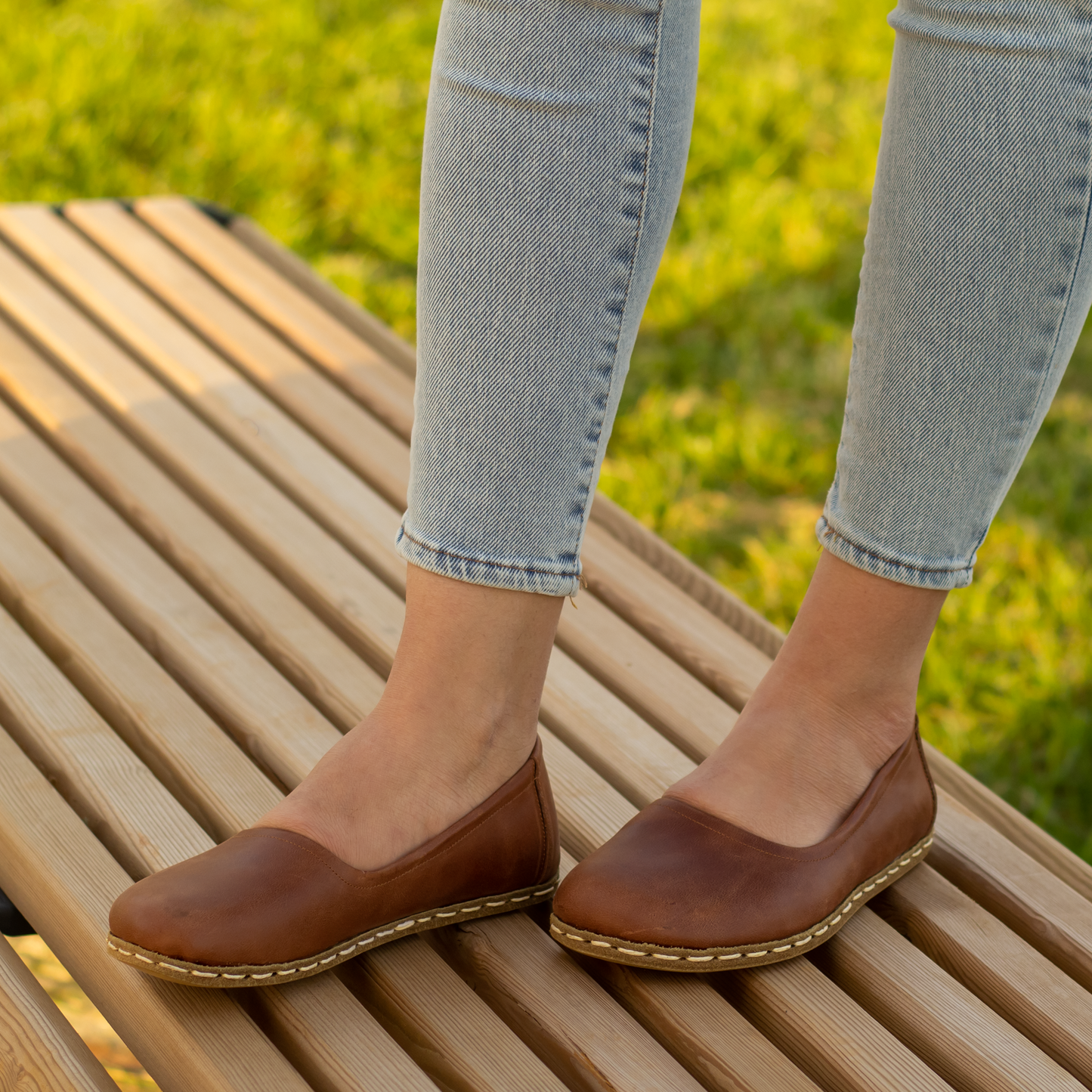 Handmade Barefoot Leather Shoes for Women in Light Brown-Women Loafers-Nefes Shoes-5-Nefes Shoes