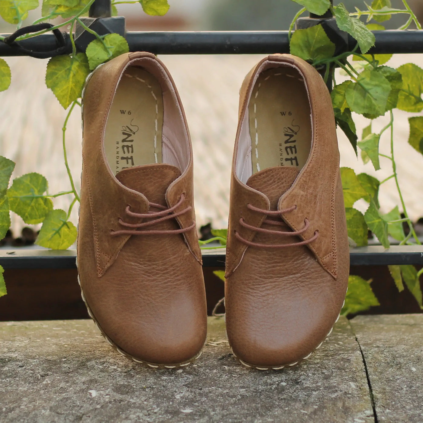 Handmade Barefoot Leather Shoes Matte Brown Men - Nefes 13.5