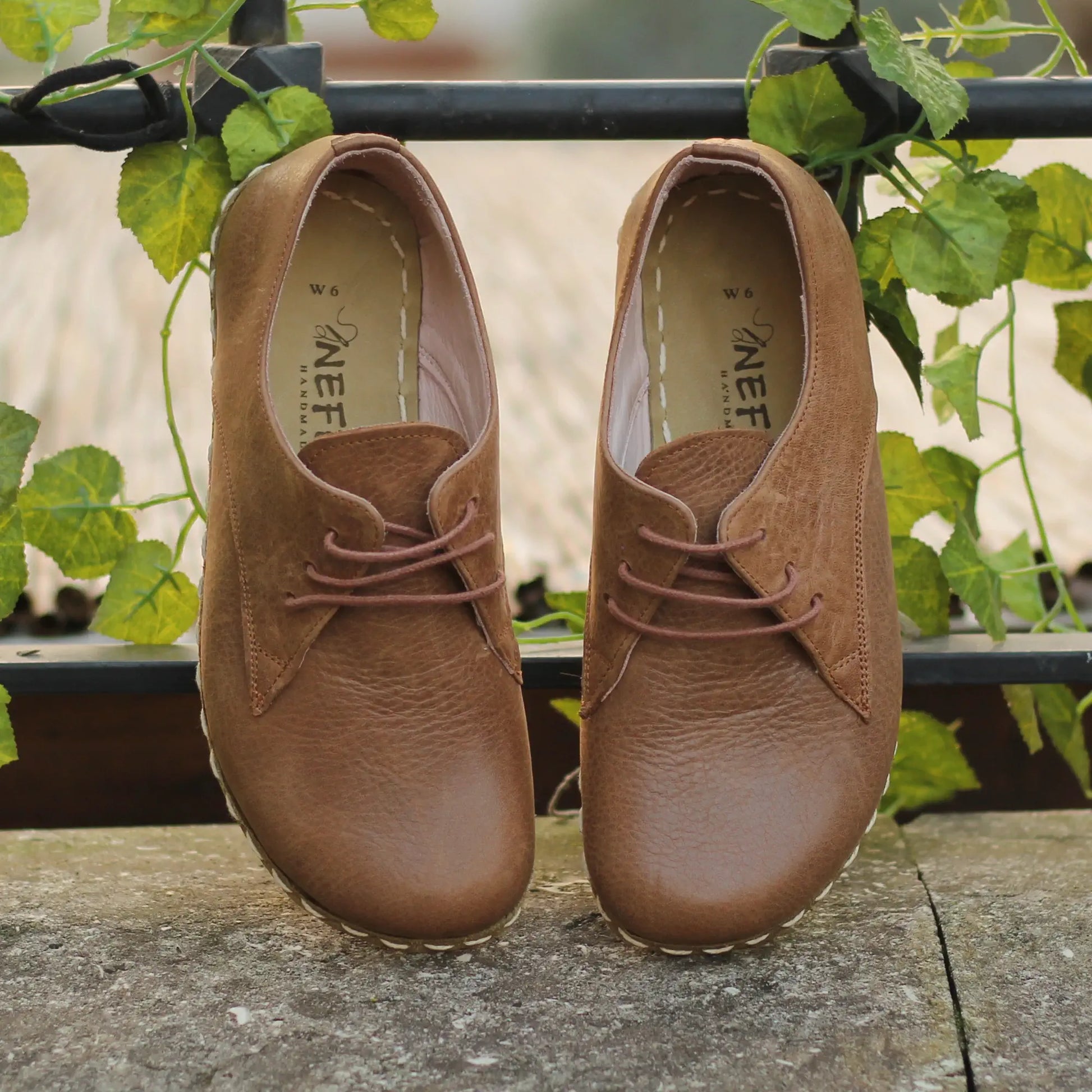 handmade barefoot leather shoes matte brown for men grounded walk