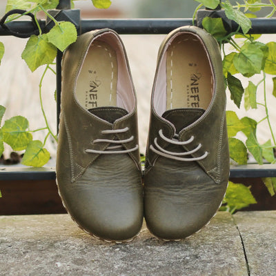 handmade barefoot leather shoes military green for men free path