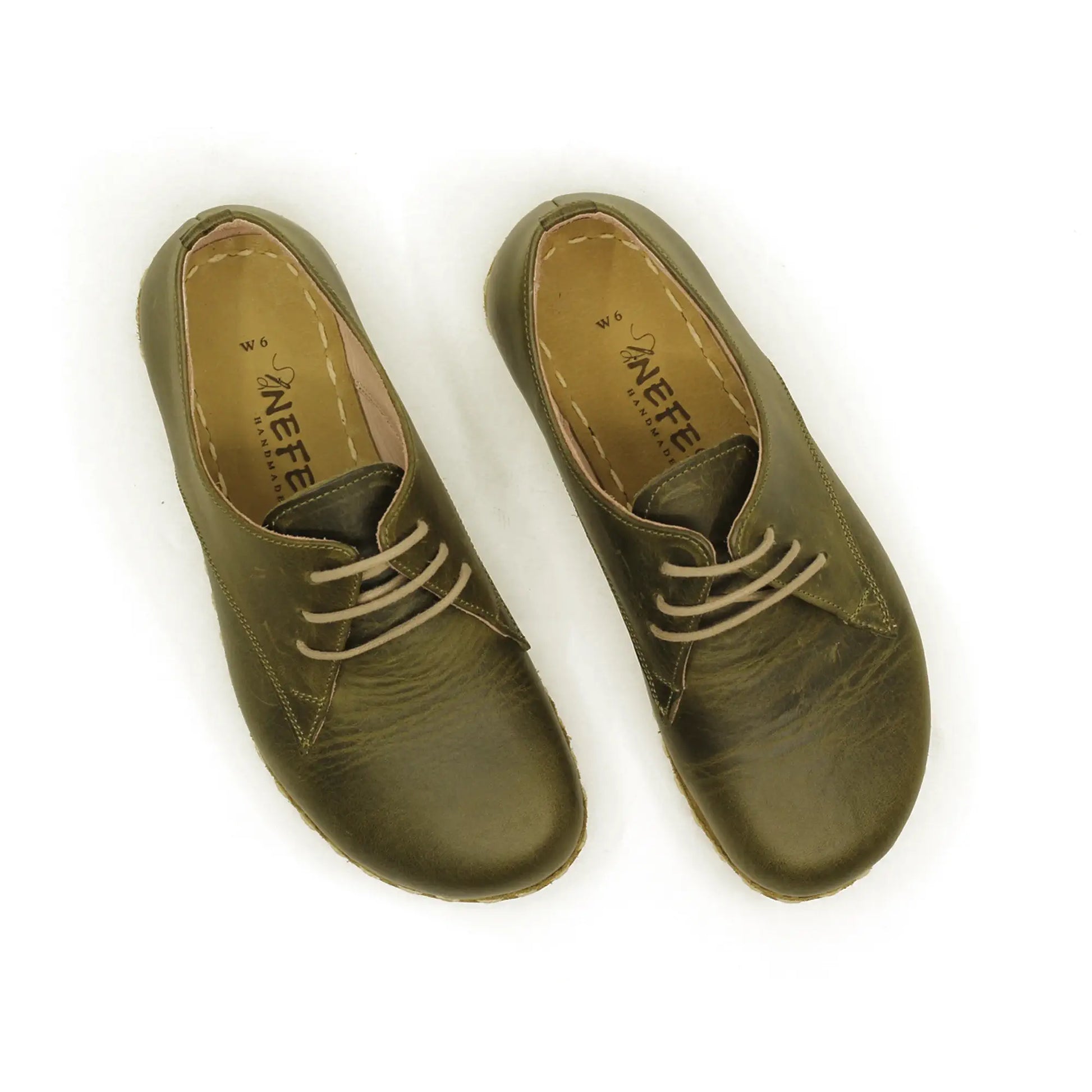 handmade barefoot leather shoes military green for men