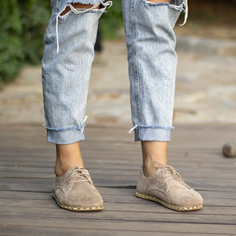 handmade barefoot leather shoes milky brown women