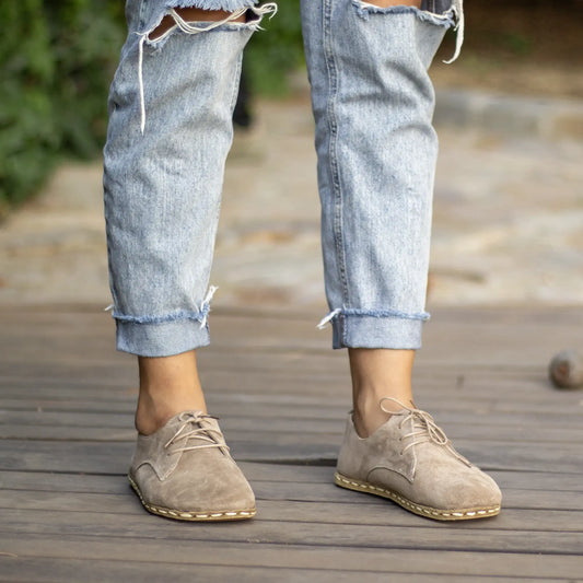 handmade barefoot leather shoes milky brown women