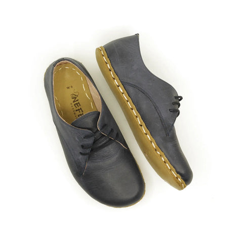 handmade barefoot leather shoes navy blue for men grounded sky