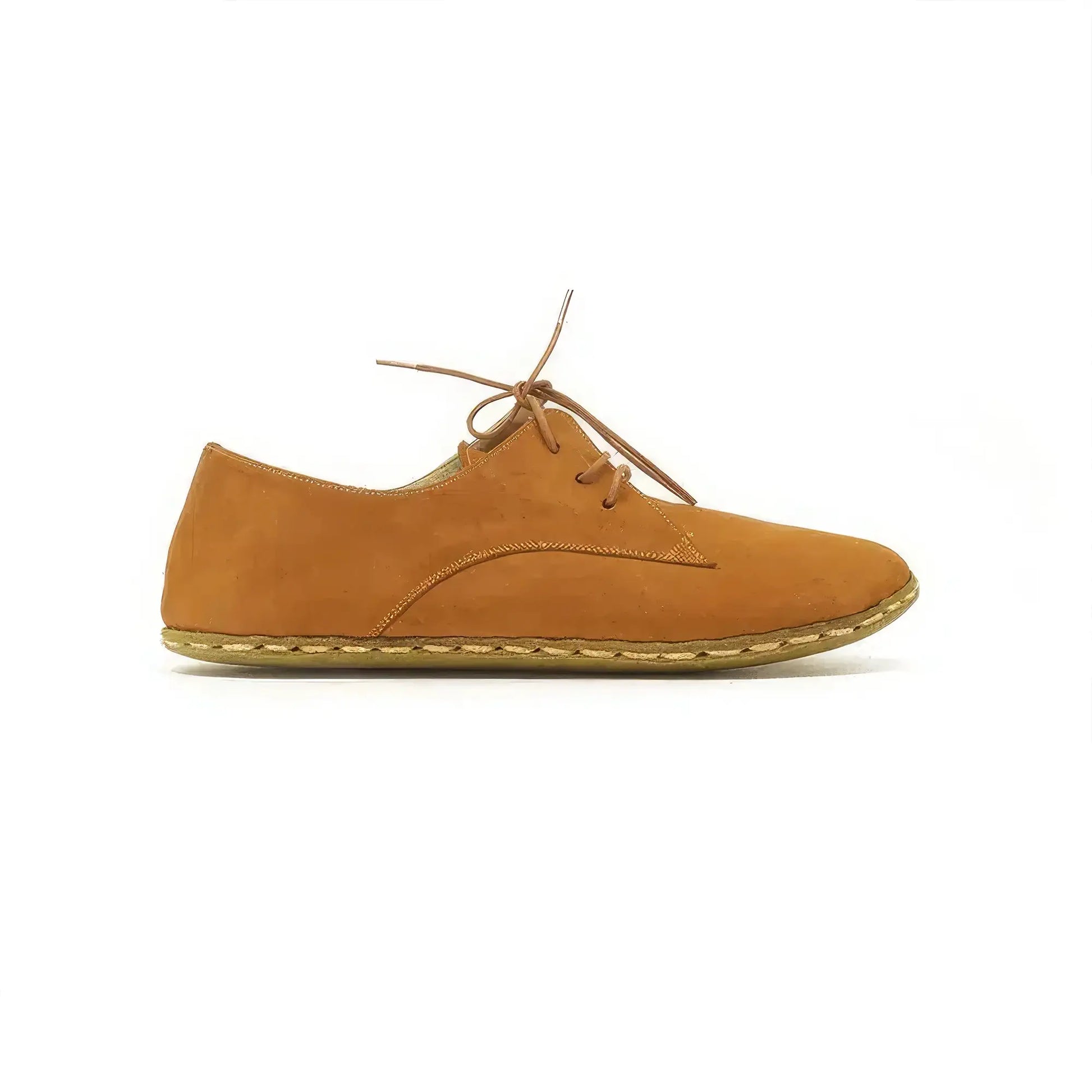 handmade barefoot leather shoes orange for men