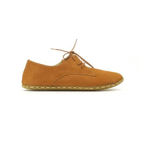 handmade barefoot leather shoes orange for men