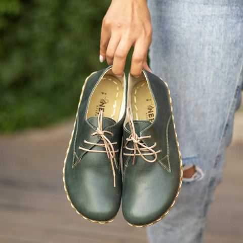 handmade barefoot leather shoes toledo green women