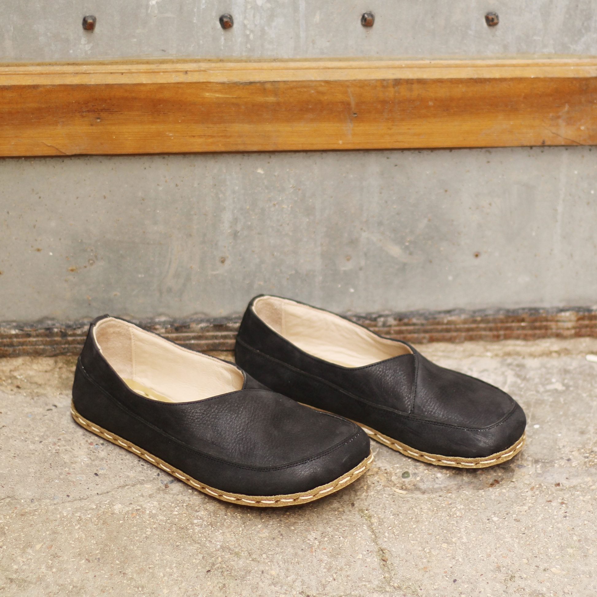 Handmade Barefoot Loafers for Women Black-Women Loafers-Nefes Shoes-4-Nefes Shoes