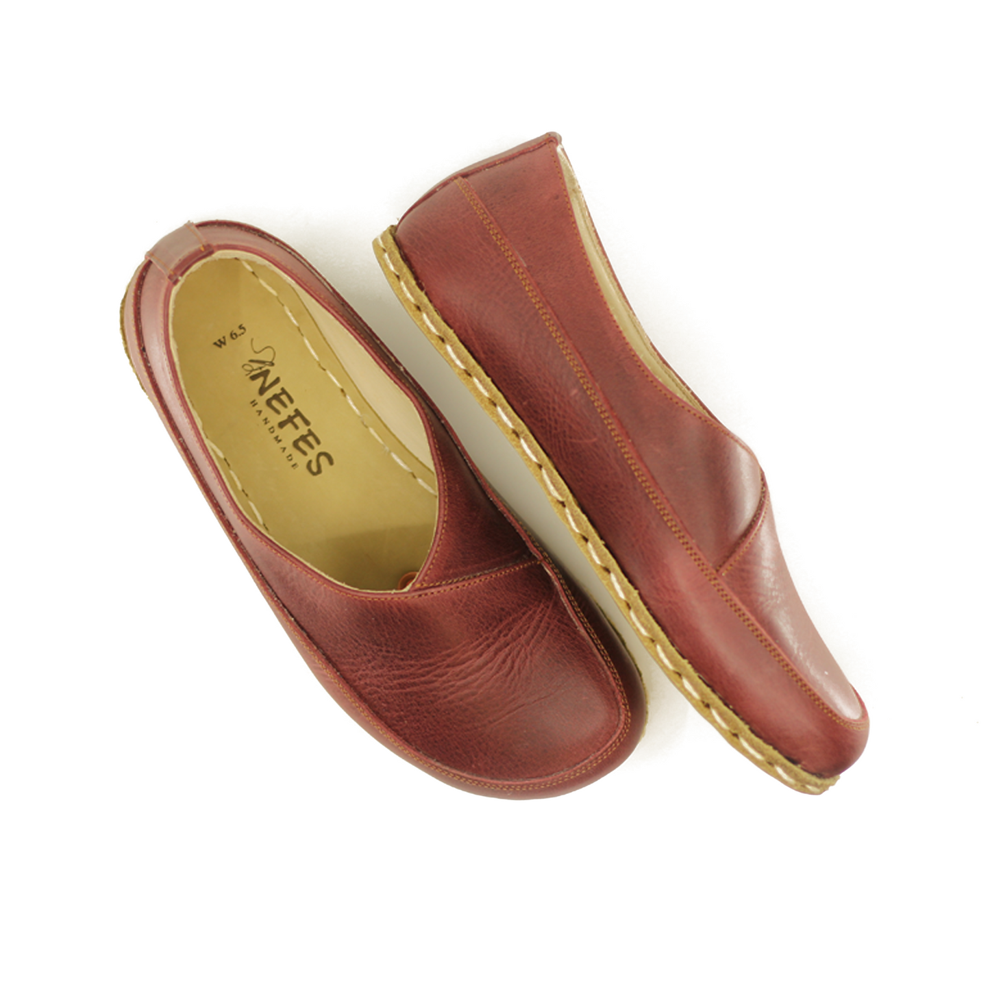 Handmade Barefoot Loafers for Women Burgundy-Women Loafers-Nefes Shoes-4-Nefes Shoes
