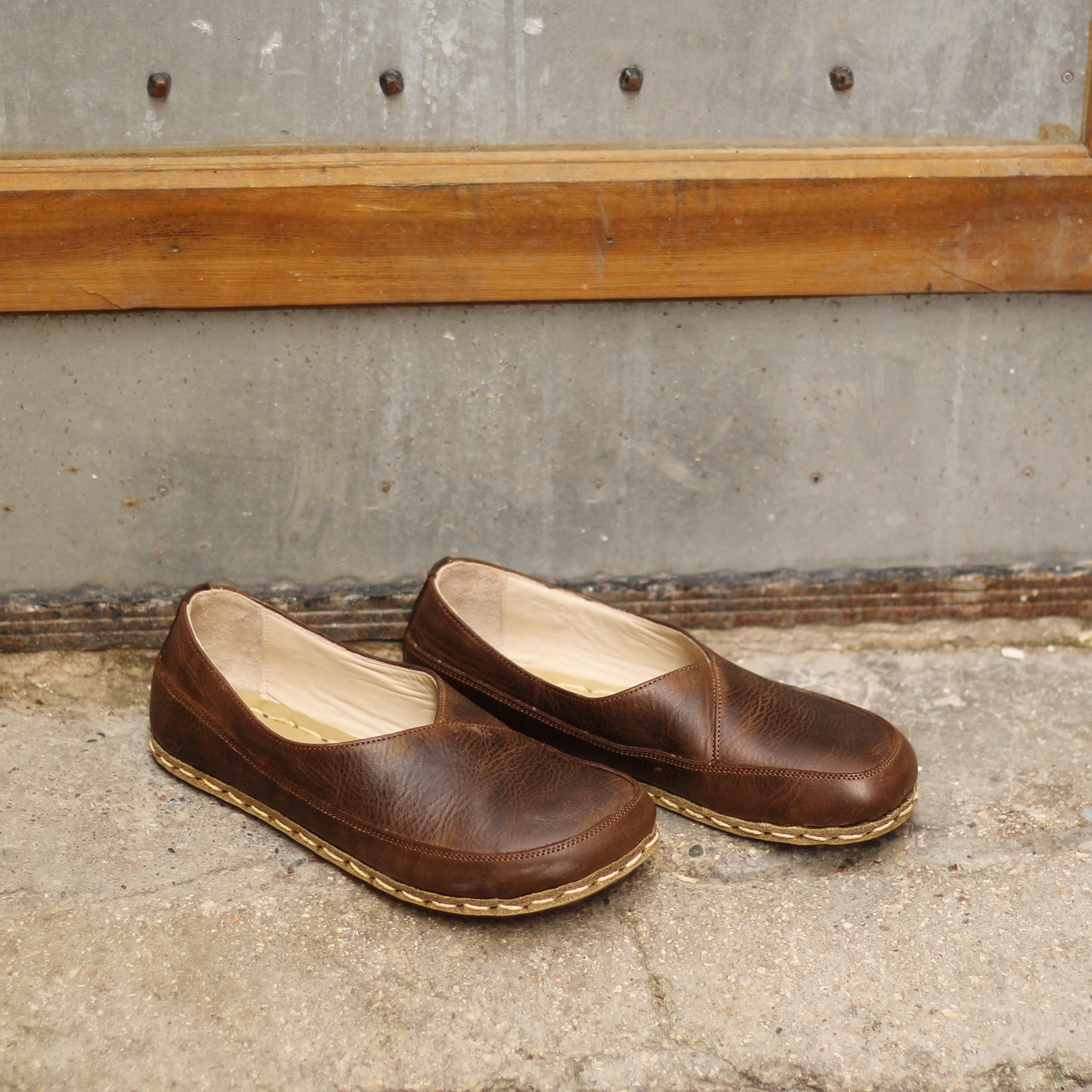 Handmade Barefoot Loafers for Women Crazy Classic Brown-Women Loafers-Nefes Shoes-4-Nefes Shoes