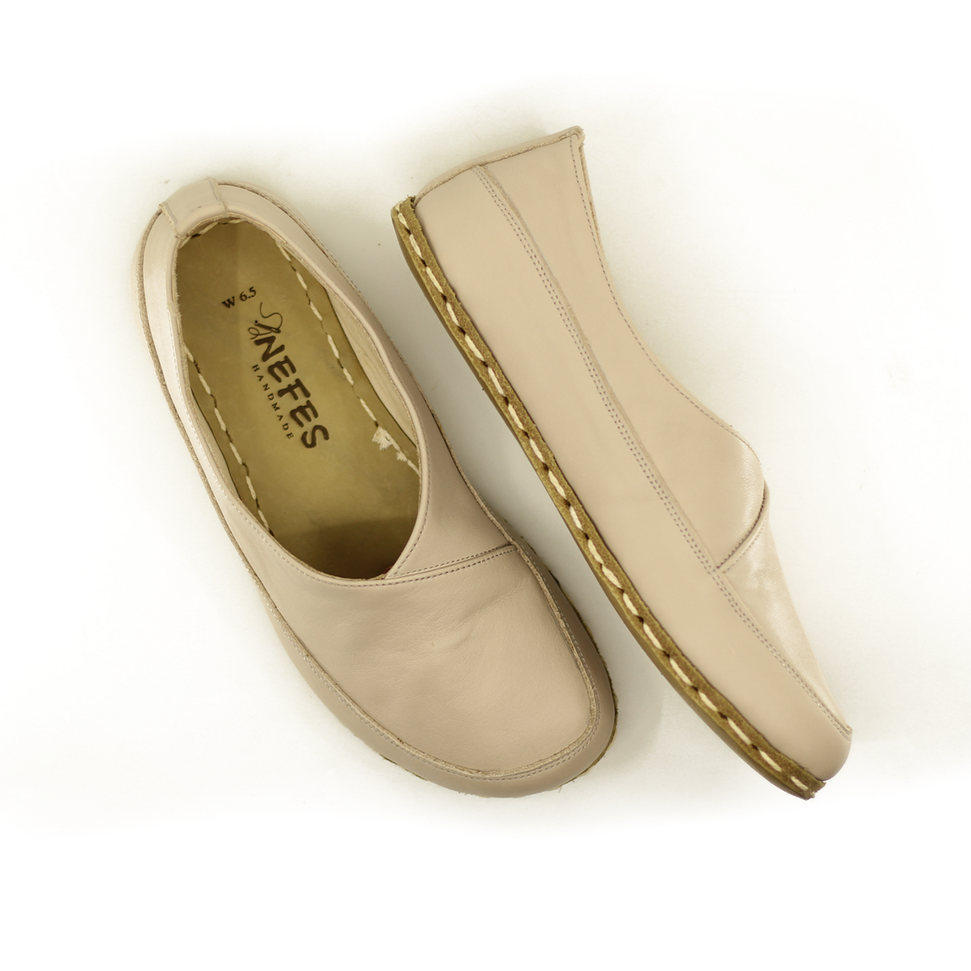 Handmade Barefoot Loafers for Women Cream-Women Loafers-Nefes Shoes-4-Nefes Shoes