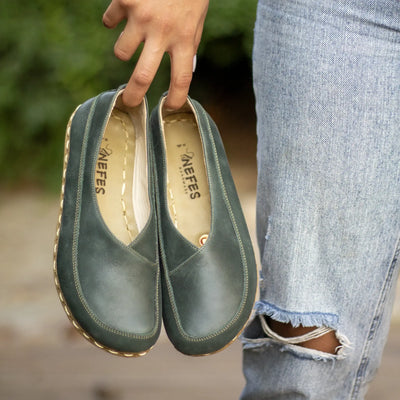 handmade barefoot loafers for women toledo green
