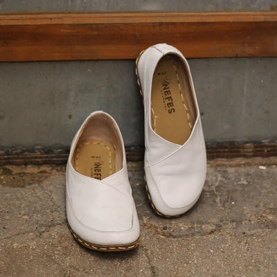 handmade barefoot loafers for women white