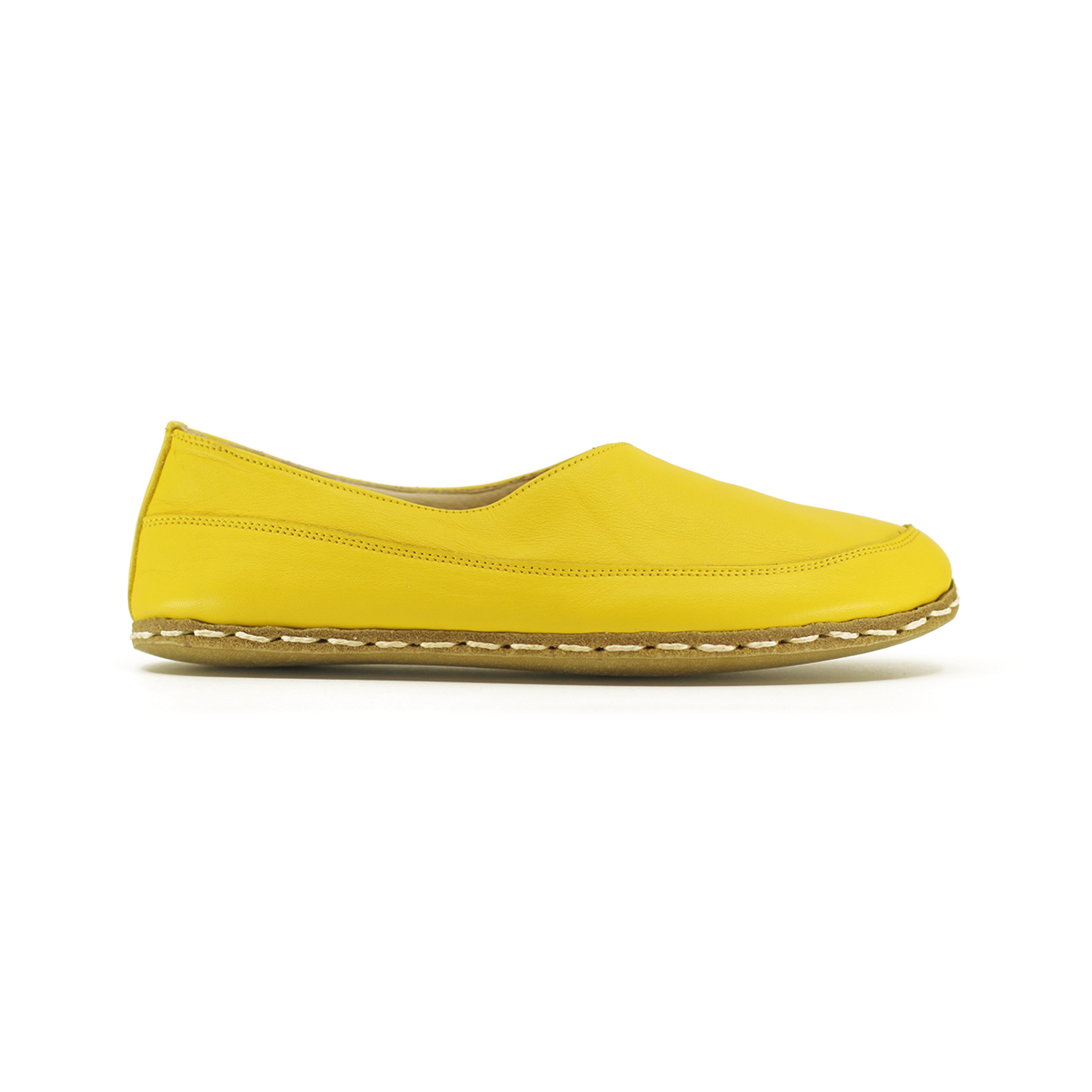 Handmade Barefoot Loafers for Women Yellow-Women Loafers-Nefes Shoes-4-Nefes Shoes