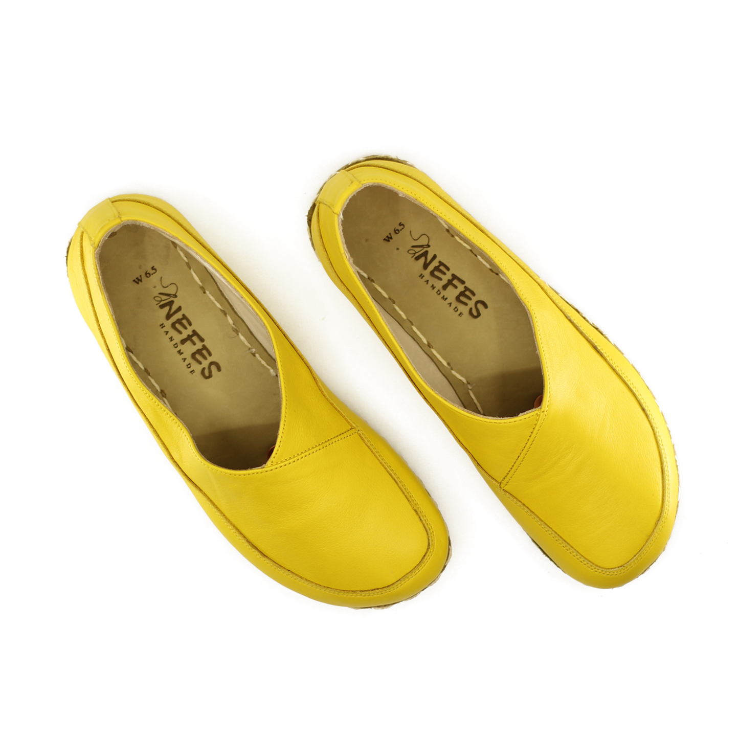 Handmade Barefoot Loafers for Women Yellow-Women Loafers-Nefes Shoes-4-Nefes Shoes