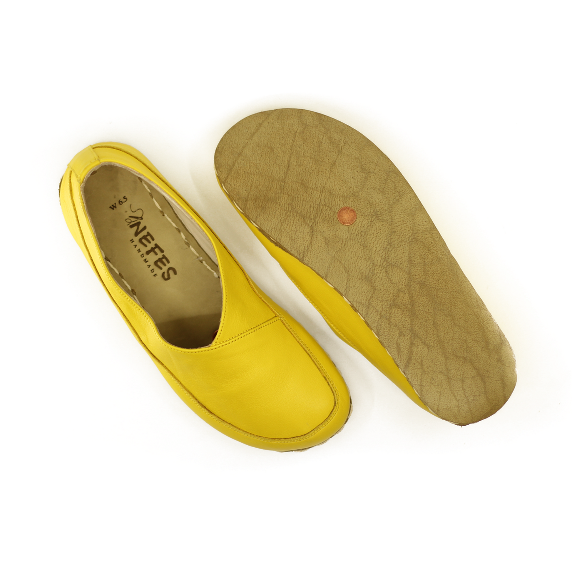 Handmade Barefoot Loafers for Women Yellow-Women Loafers-Nefes Shoes-4-Nefes Shoes