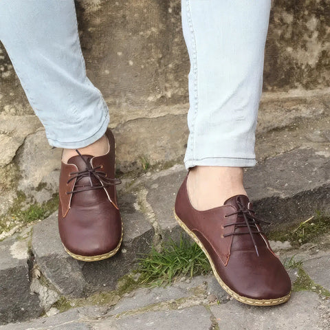 handmade barefoot shoes men bitter brown leather