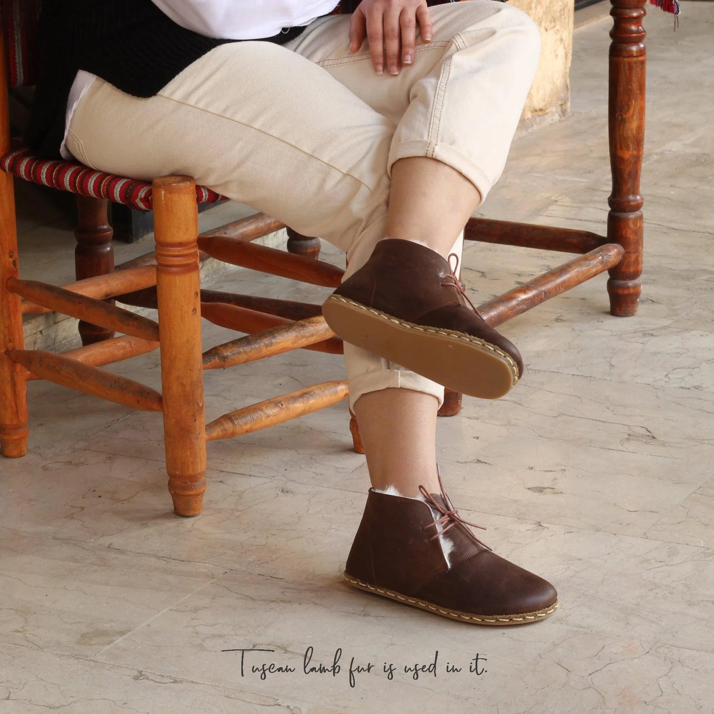 Handmade Brown Barefoot Shearling Oxford Boots For Women-Oxford Boots-nefesshoes-3-Nefes Shoes