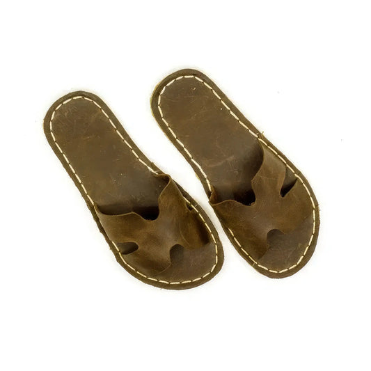 handmade brown barefoot slipper for men