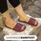 handmade burgundy leather slippers women gift