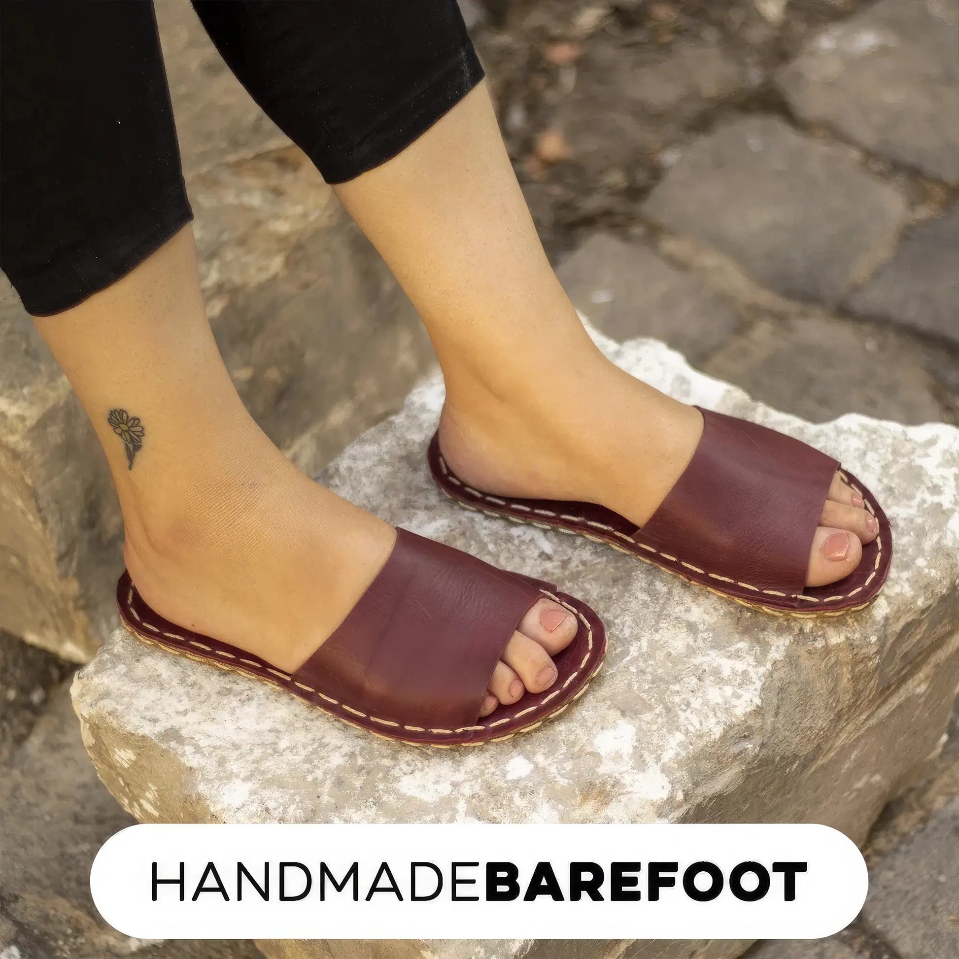 handmade burgundy leather slippers women gift