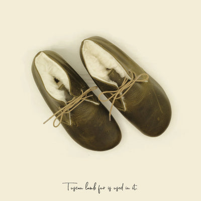 handmade grounding ankle boots military green leather women