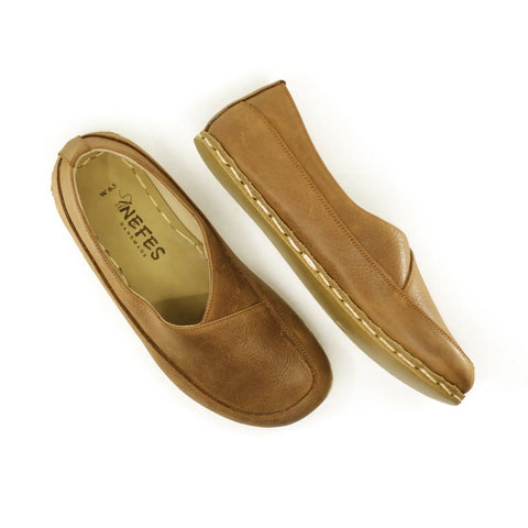 handmade grounding barefoot loafers matte brown women