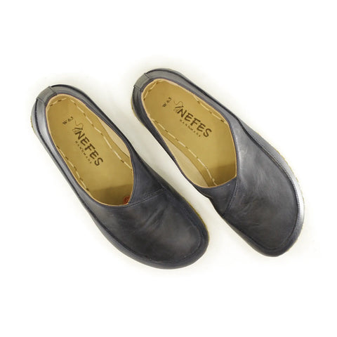 handmade grounding barefoot loafers navy blue women