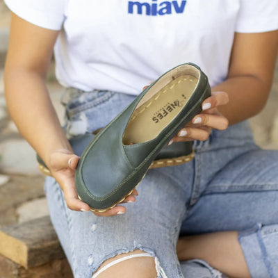 handmade grounding barefoot loafers toledo green women