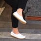 handmade grounding barefoot loafers white women