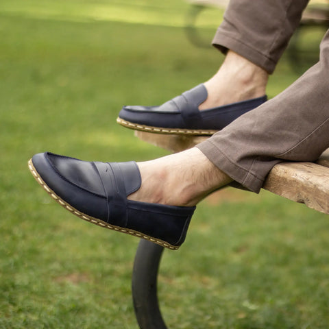 handmade grounding leather shoes men black