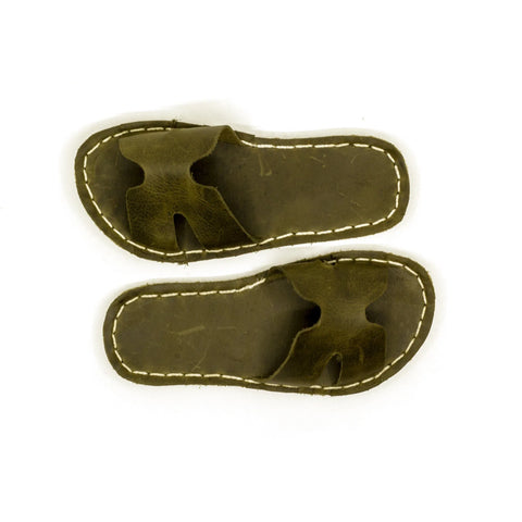 handmade h style green barefoot slippers for men